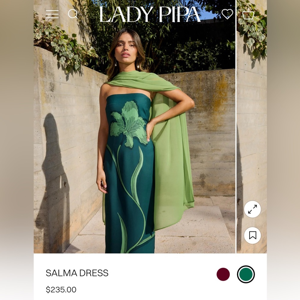 Lady Pipa - Green Salma Dress XS, with Scarf